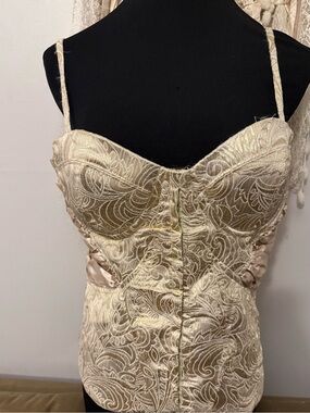 Vintage Costa Blanca Gold Lace Trim Bustier